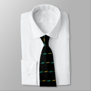 FISH PATTERN.  EINZIGARTIGE BLACK-KRAWATTE MIT FIS KRAWATTE