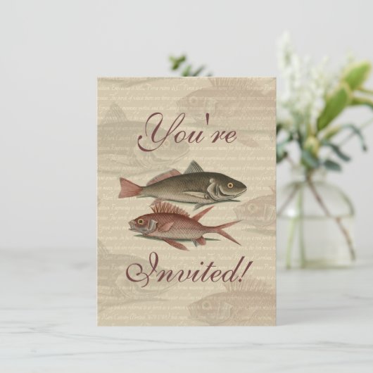 Fish Red Perch Fisherman Art Einladung (Stehend Vorderseite)