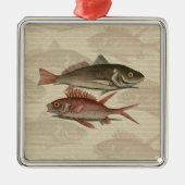 Fish Red Perch Fisherman Art Silbernes Ornament (Vorne)