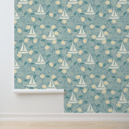 Fish Sailboat Sea Life Pattern Tapete