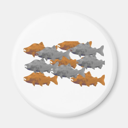 FISH - Silber und Kupferlachs Magnet (Vorne)