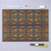 Fish Steampunk Green und Golden Brown Seidenpapier (Handwerk)
