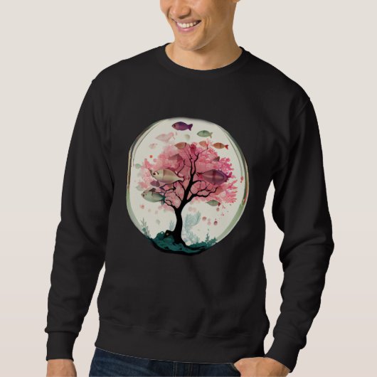 Fish swimming with Cherry blossom coral tree under Sweatshirt (Vorderseite)