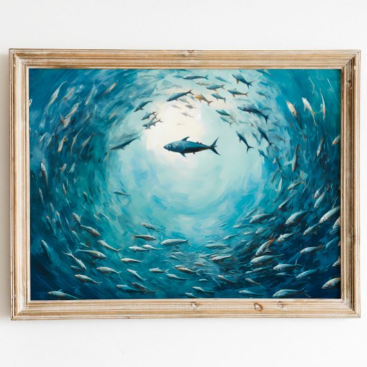 Fish Tornado Ölgemälde Digital Print Poster