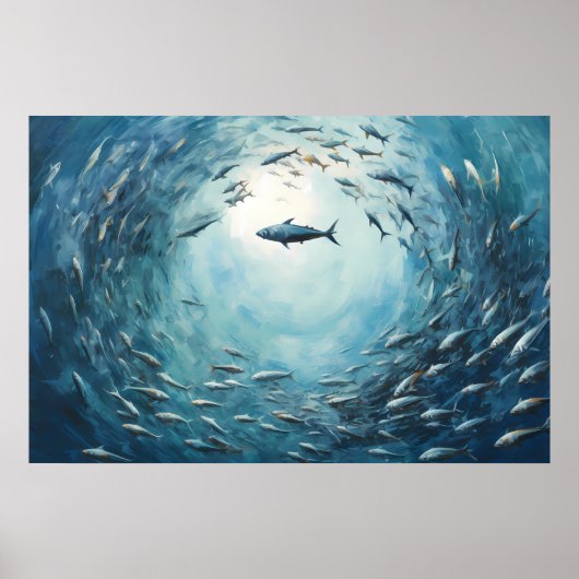 Fish Tornado Ölgemälde Digital Print Poster (Vorne)