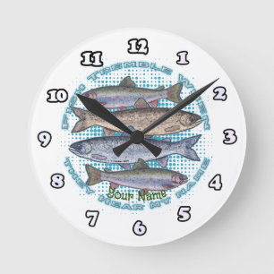 Fish Tremble Angeln Runde Wanduhr
