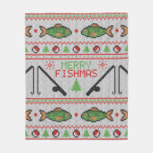 Fish Ugly Christmas Sweater Fleecedecke (Vorderseite)