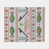 Fish Ugly Christmas Sweater Fleecedecke (Vorderseite (Horizontal))