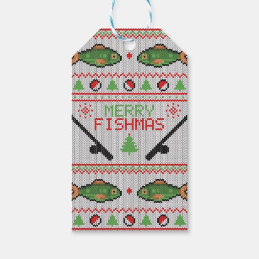 Fish Ugly Christmas Sweater Geschenkanhänger (Vorderseite)