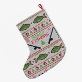 Fish Ugly Christmas Sweater Großer Weihnachtsstrumpf (Rückseite (Hängend))