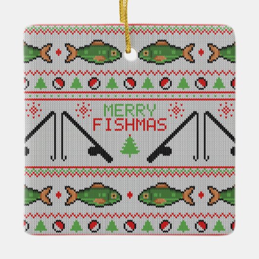 Fish Ugly Christmas Sweater Keramikornament (Vorderseite)