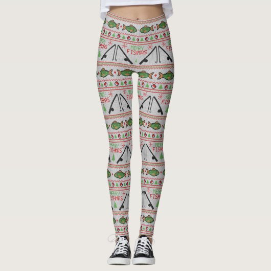 Fish Ugly Christmas Sweater Leggings (Vorderseite)