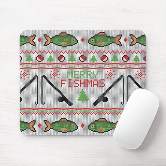 Fish Ugly Christmas Sweater Mousepad (Mit Mouse)