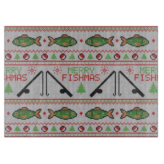 Fish Ugly Christmas Sweater Schneidebrett (Vorderseite)