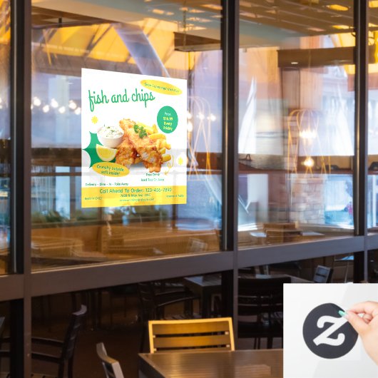 Fish-und-Chips-Restaurant-Werbung anpassen Fensteraufkleber (Restaurantfenster)