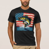 Fish USA Flag Große Mouth Bass Geschenktshirt T-Shirt (Vorderseite)