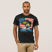 Fish USA Flag Große Mouth Bass Geschenktshirt T-Shirt (Vorne ganz)