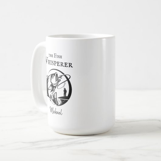 Fish Whisper Funny Fisherman mit irgendeinem Namen Kaffeetasse (Vorderseite Links)