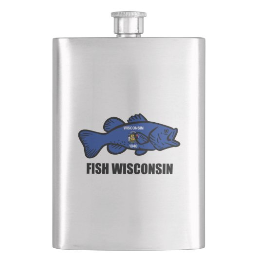 Fish Wisconsin Flag Flachmann (Vorderseite)