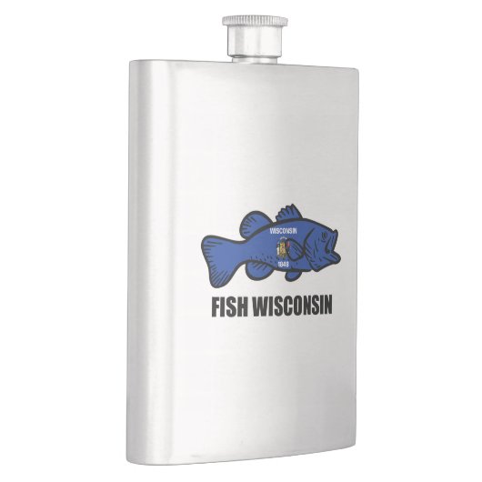 Fish Wisconsin Flag Flachmann (Rechts)