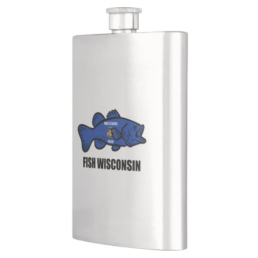 Fish Wisconsin Flag Flachmann (Links)