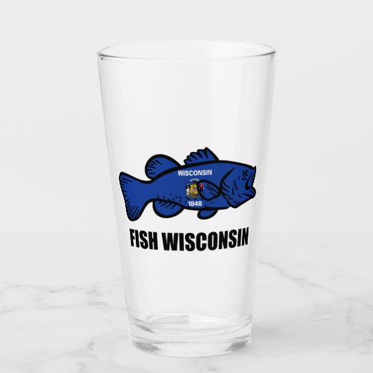 Fish Wisconsin Flag Glas (Vorderseite)
