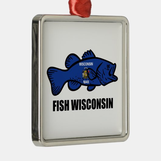Fish Wisconsin Flag Ornament Aus Metall (Rechts)