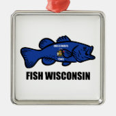Fish Wisconsin Flag Ornament Aus Metall (Vorne)