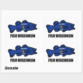 Fish Wisconsin Flag Rechteckiger Aufkleber (Blatt)