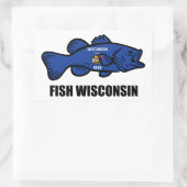 Fish Wisconsin Flag Rechteckiger Aufkleber (Tasche)