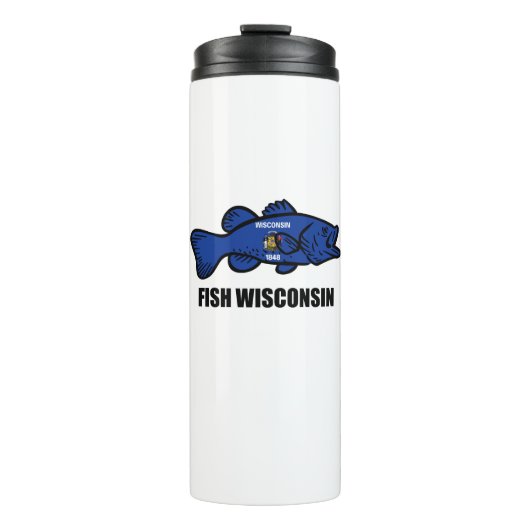 Fish Wisconsin Flag Thermosbecher (Vorderseite)