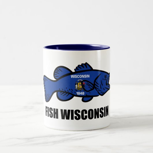 Fish Wisconsin Flag Zweifarbige Tasse (Mittel)