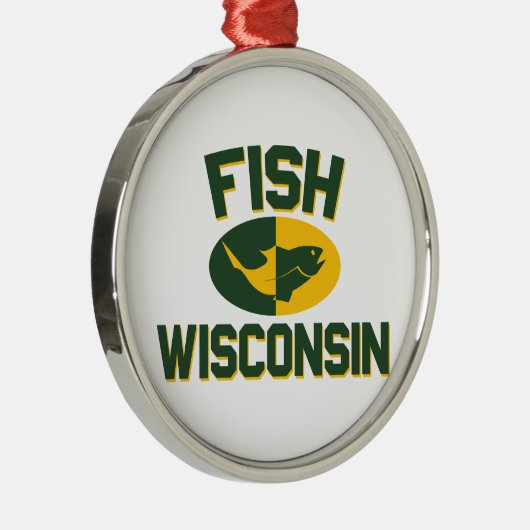 Fish Wisconsin Silbernes Ornament (Rechts)