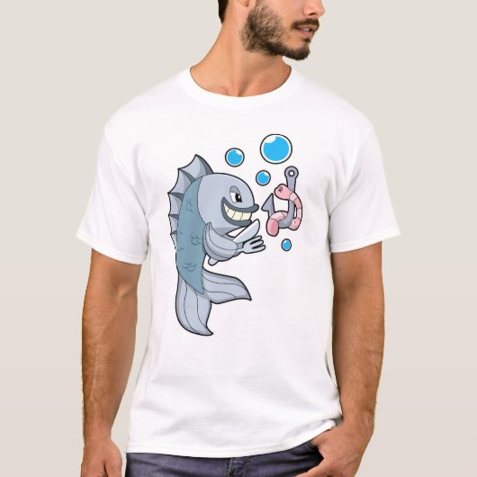 Fish with Fish hook & Worm T-Shirt (Vorderseite)