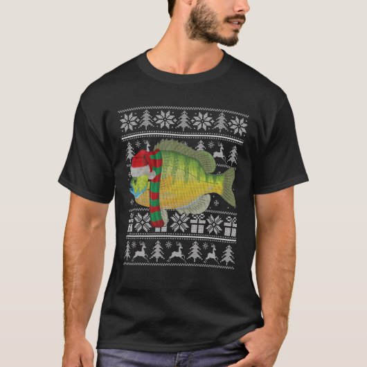 Fish Xmas Weihnachtsmannmütze Bluegill Ugly Weihna T-Shirt (Vorderseite)