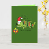 Fish you a Merry - Christmas Bass Grußkarte Karte (Gelbe Blume)