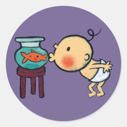 Fishbowl Kisses Orange Goldfish Runder Aufkleber (Vorderseite)