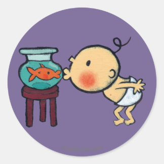 Fishbowl Kisses Orange Goldfish Runder Aufkleber