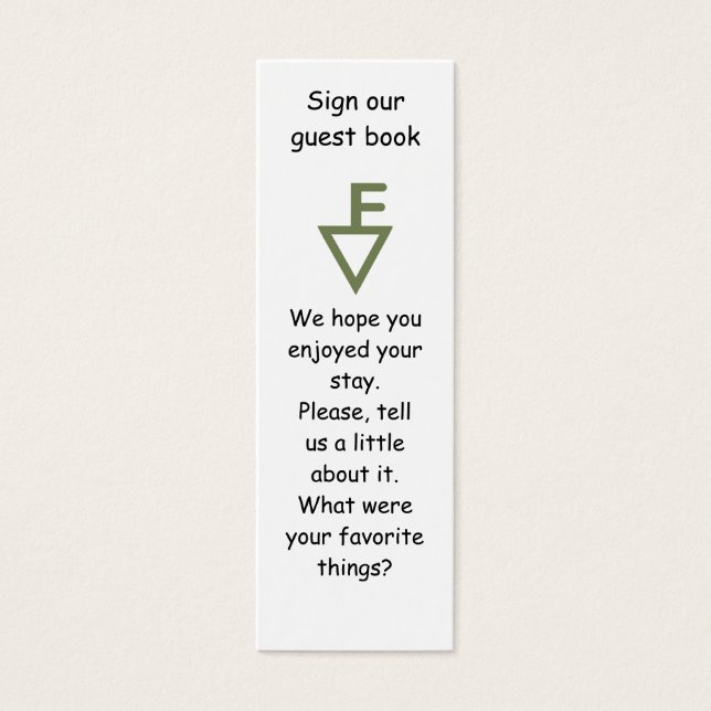 Fisher Family Guest Book Marker (Vorderseite)