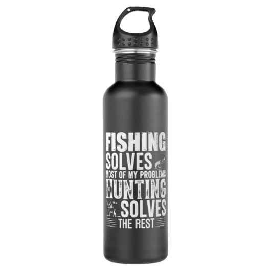Fisher Fishing Solves Most Of My Problems Edelstahlflasche (Vorderseite)
