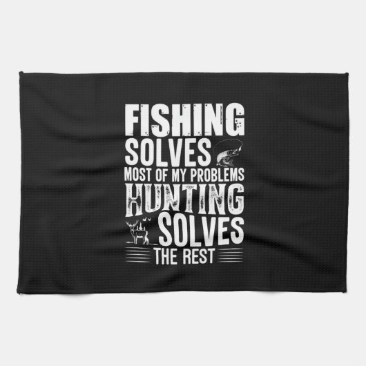 Fisher Fishing Solves Most Of My Problems Geschirrtuch (Horizontal)