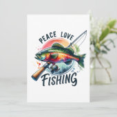 Fisher Geschenk Frieden Liebe Angeln Einladung (Stehend Vorderseite)