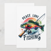 Fisher Geschenk Frieden Liebe Angeln Einladung (Vorne/Hinten)