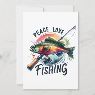 Fisher Geschenk Frieden Liebe Angeln Feiertagskarte