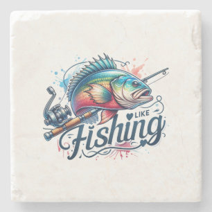 Fisher Geschenk I like Fishing Steinuntersetzer
