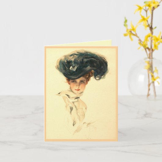 Fisher Girl, Harrison Fisher Karte (Gelbe Blume)