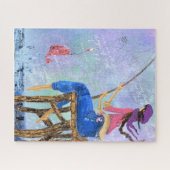 Fisher Girl - Kunst Zeichne Abstrakte Meeresfisch- Puzzle (Horizontal)