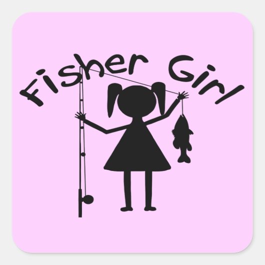 FISHER GIRL QUADRATISCHER AUFKLEBER (Vorderseite)