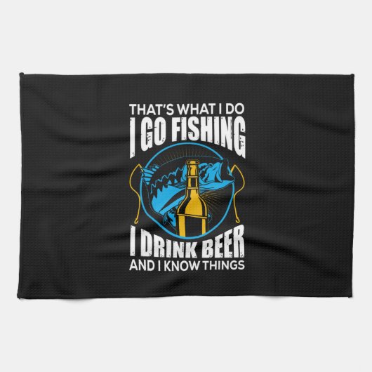 Fisher I go Fishing I Drink Bier Geschirrtuch (Horizontal)