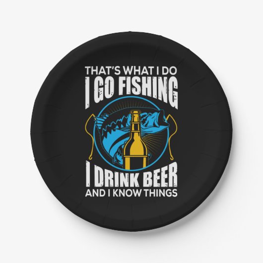 Fisher I go Fishing I Drink Bier Pappteller (Vorderseite)